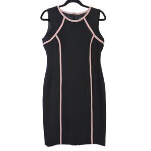 Evan Picone Black Label Sheath‎ Dress Womens 4 Black Pink Sleeveless Career